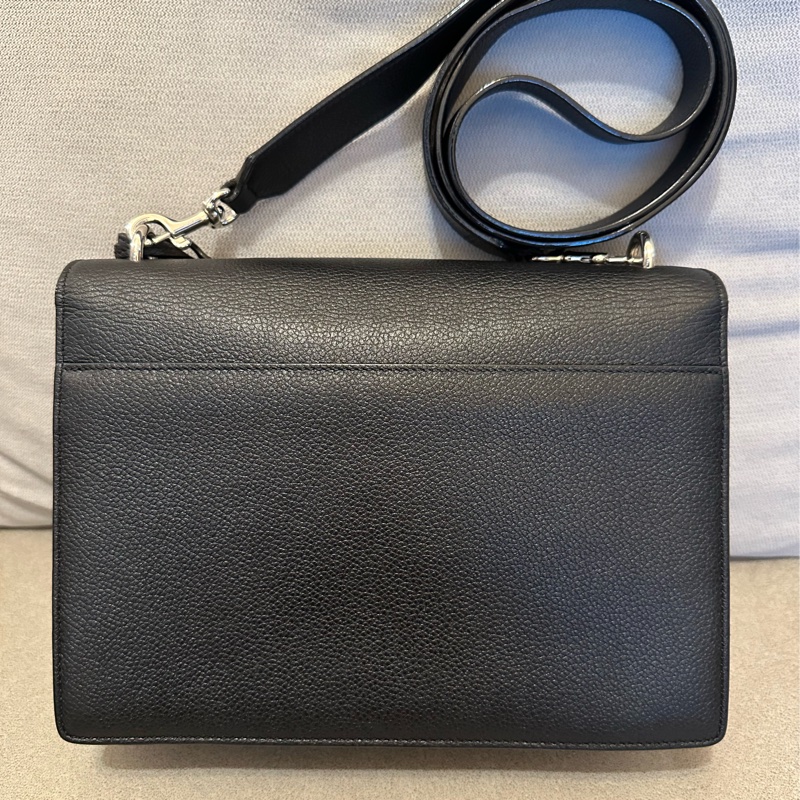 YSL SUNSET MEDIUM 聖羅蘭 黑色銀扣牛皮日落包-3