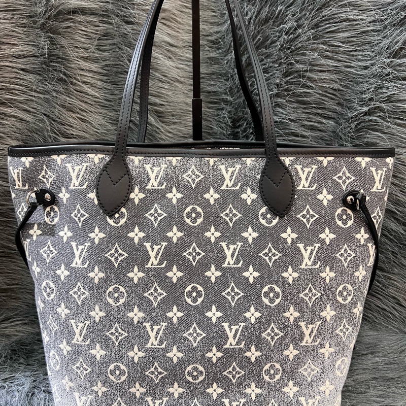 LV M21465 老花 丹寧 牛仔 刷色 Neverfull MM 托特包 購物包 手提包-1