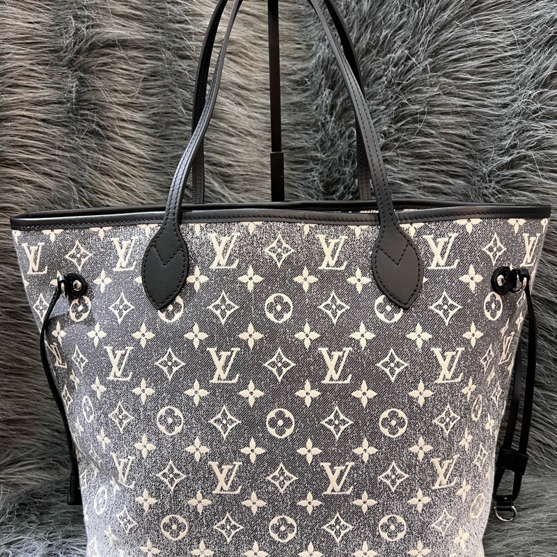 LV M21465 老花 丹寧 牛仔 刷色 Neverfull MM 托特包 購物包 手提包-2