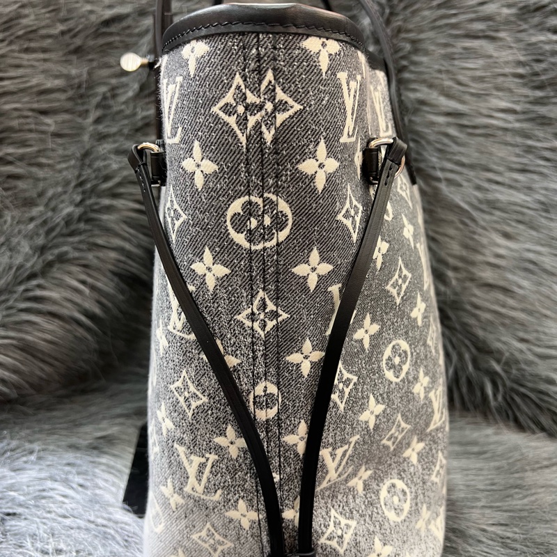 LV M21465 老花 丹寧 牛仔 刷色 Neverfull MM 托特包 購物包 手提包-3