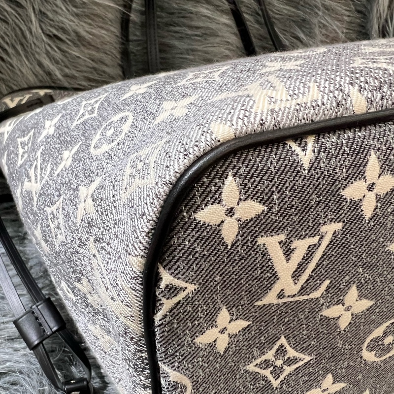 LV M21465 老花 丹寧 牛仔 刷色 Neverfull MM 托特包 購物包 手提包-9