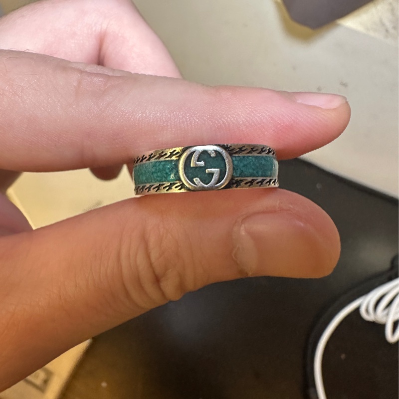 Gucci 互鎖 G 戒指 綠松石琺瑯和銀-1