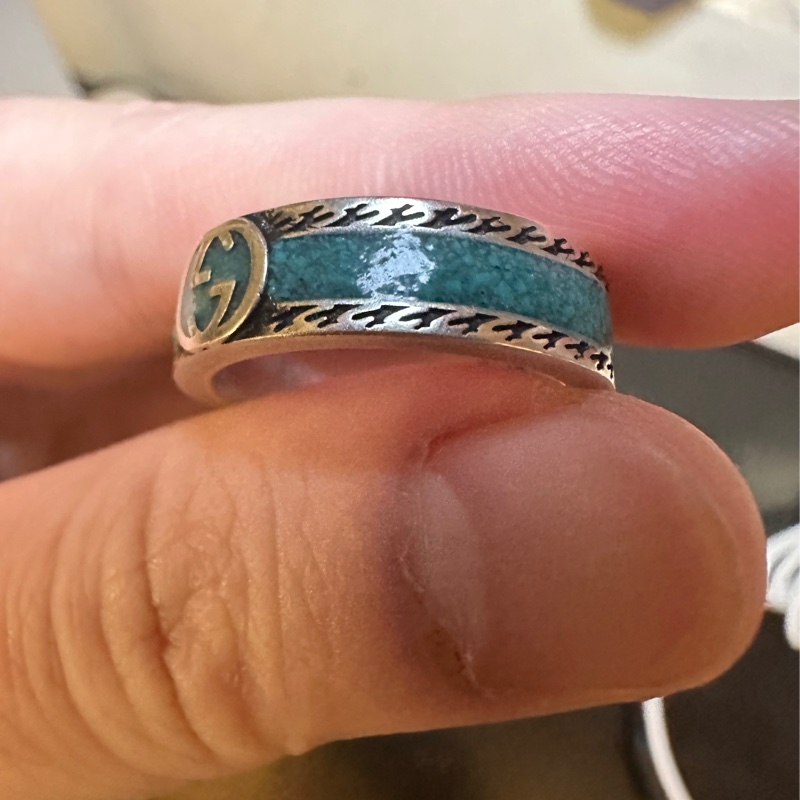 Gucci 互鎖 G 戒指 綠松石琺瑯和銀-2