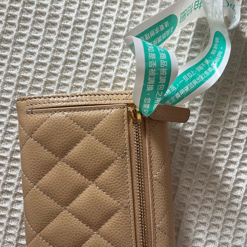 奶茶色超美香奈兒三折皮夾短夾-11