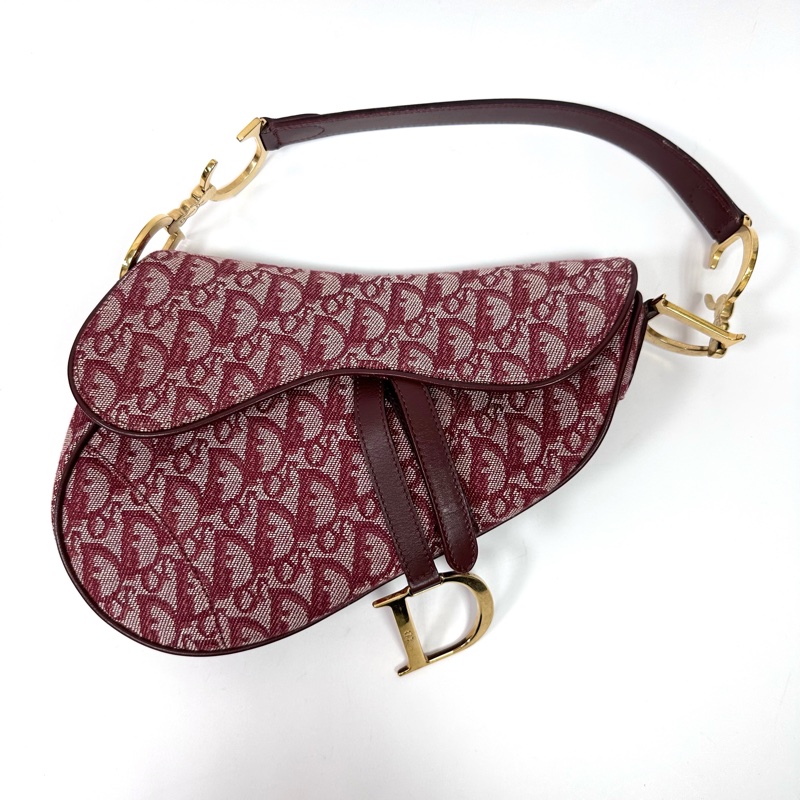 【美收精品】Dior 酒紅 馬鞍包 88-329-0