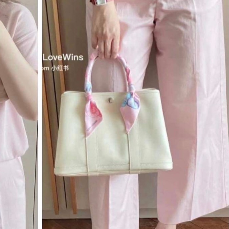 Hermes Garden Party 30 奶油白花園包-1