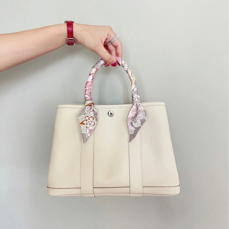 Hermes Garden Party 30 奶油白花園包-3