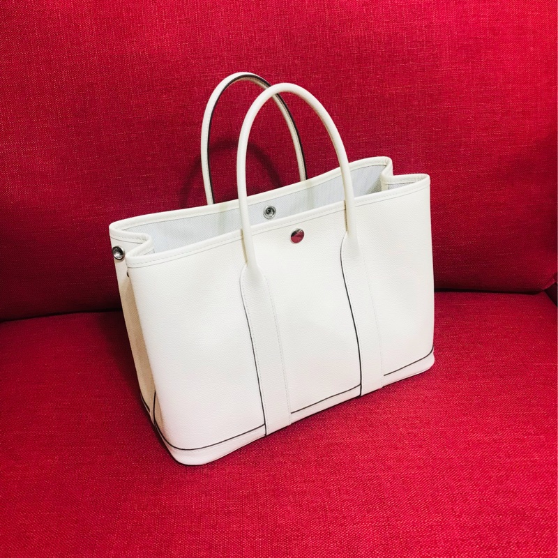 Hermes Garden Party 30 奶油白花園包-5