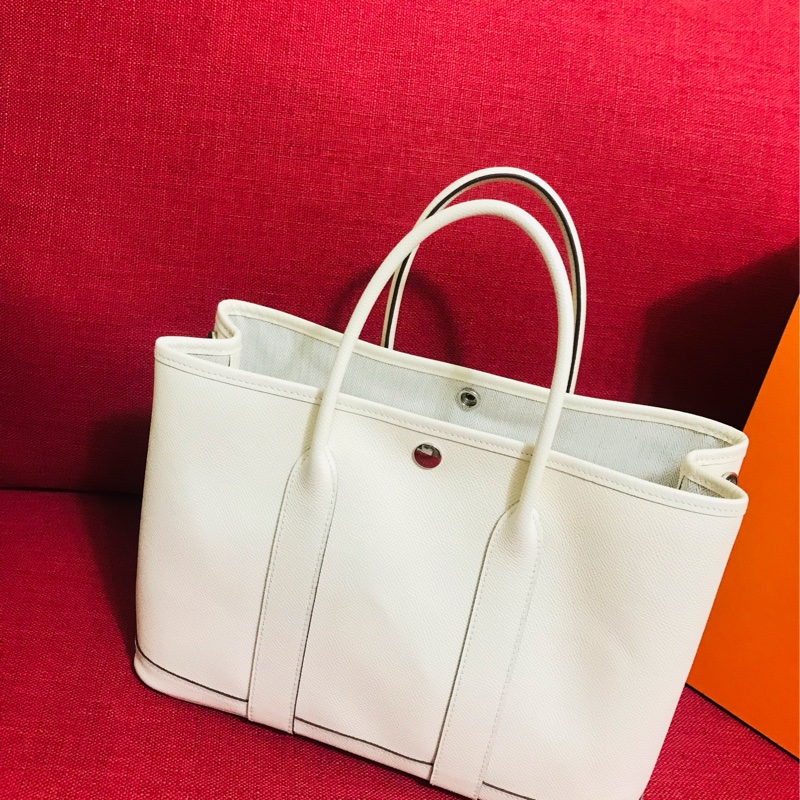 Hermes Garden Party 30 奶油白花園包-10