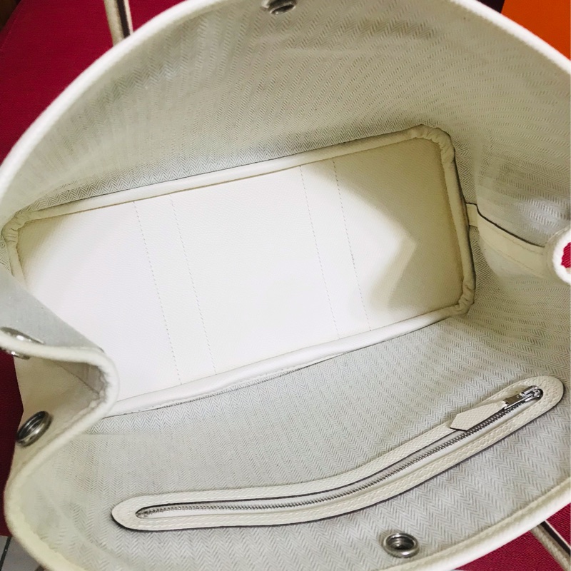 Hermes Garden Party 30 奶油白花園包-13