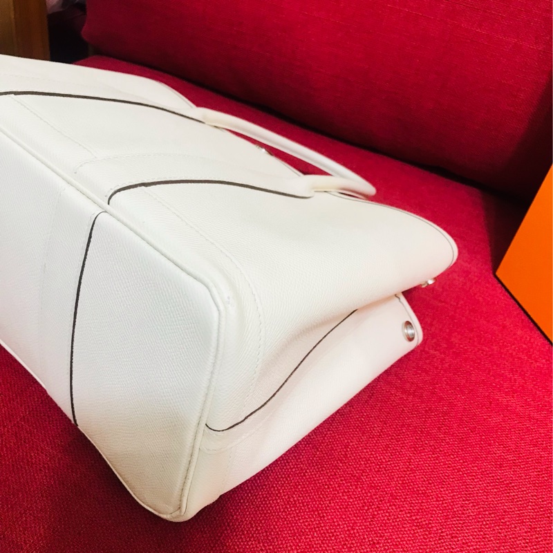 Hermes Garden Party 30 奶油白花園包-16