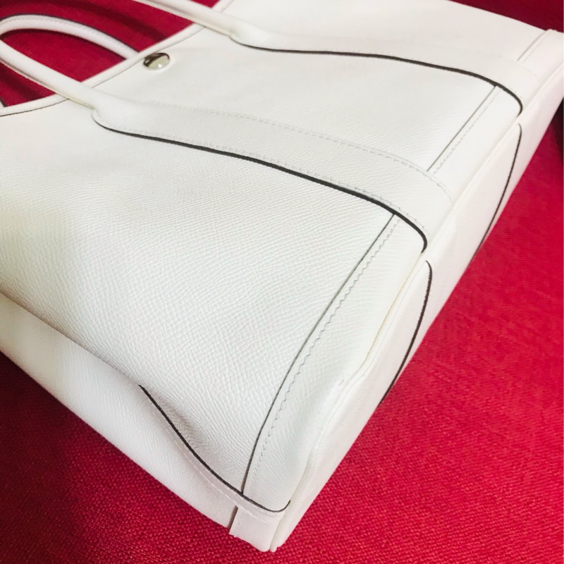 Hermes Garden Party 30 奶油白花園包-17