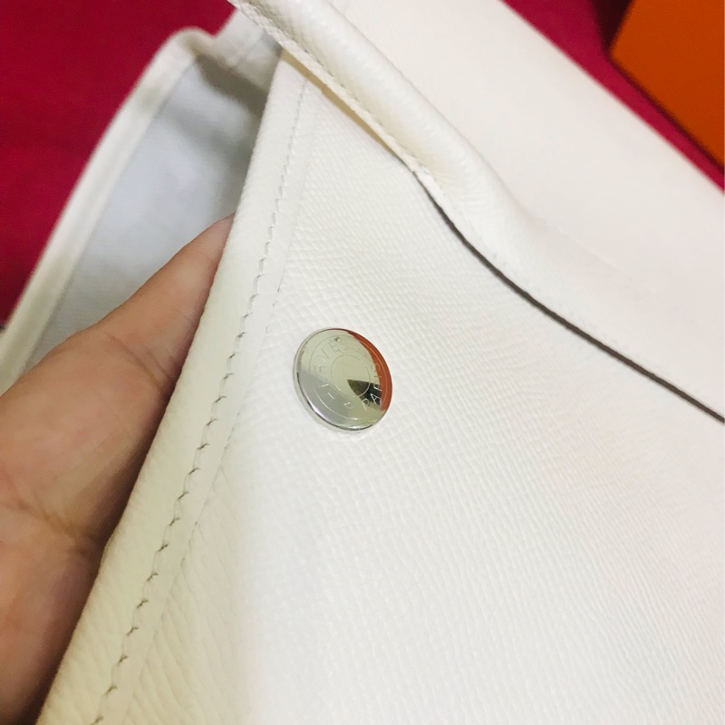 Hermes Garden Party 30 奶油白花園包-27