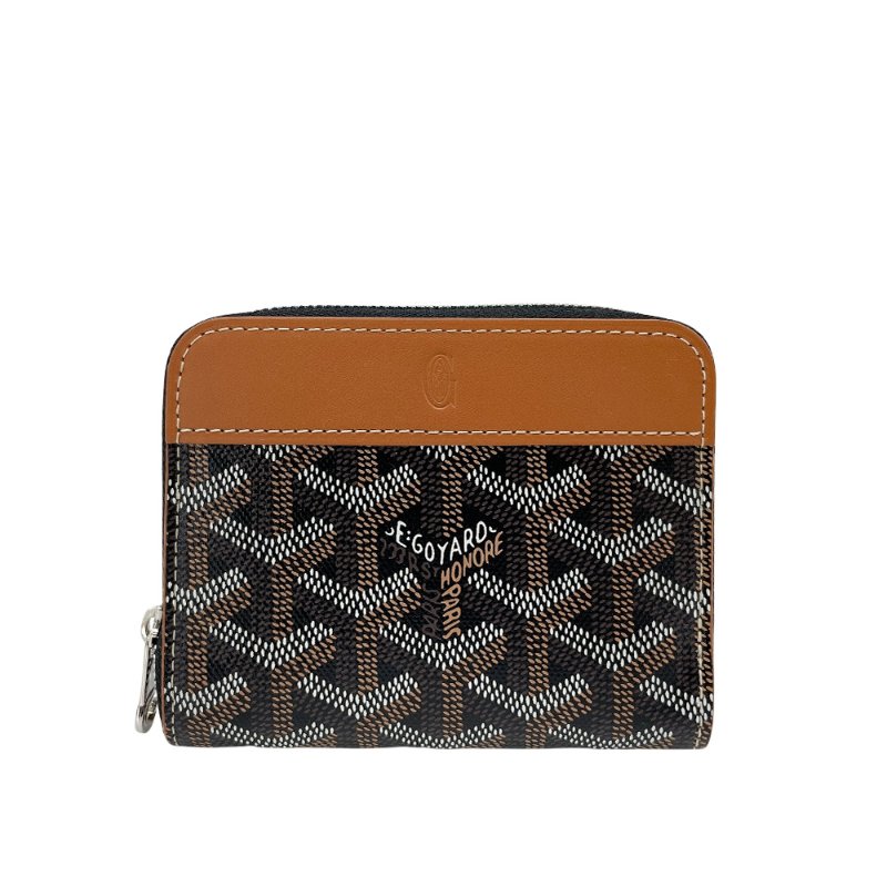 Goyard Matignon PM 帆布拉鍊零錢包(黑/咖)-0