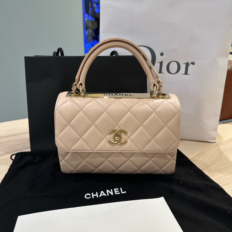CHANEL TRENDY CC 淺米色提把包-晶片款-0