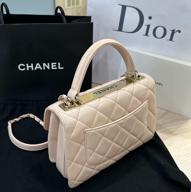 CHANEL TRENDY CC 淺米色提把包-晶片款-3