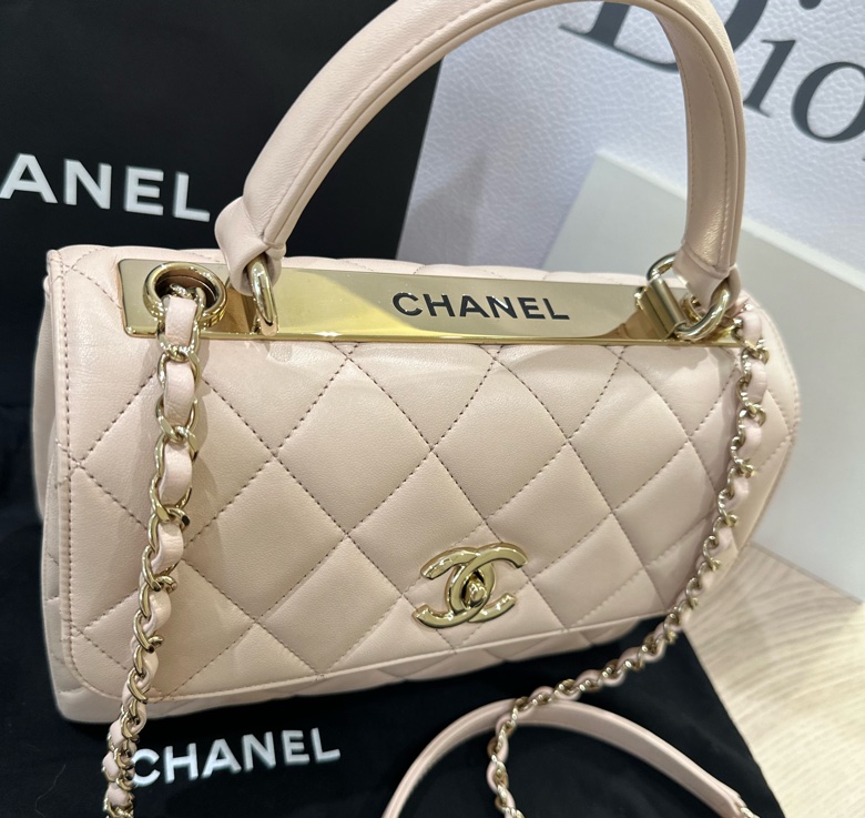 CHANEL TRENDY CC 淺米色提把包-晶片款-4
