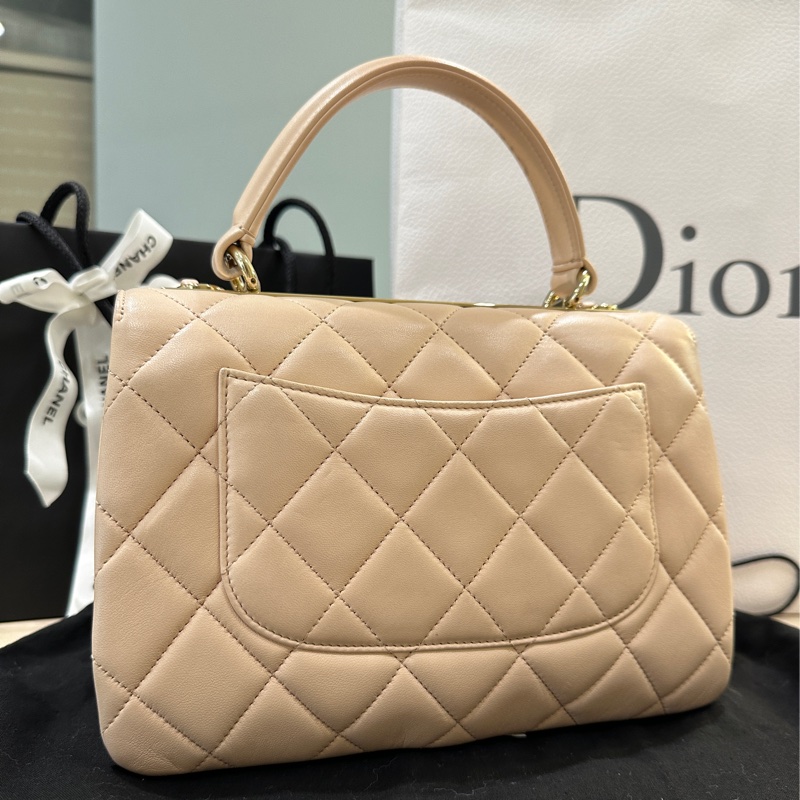CHANEL TRENDY CC 淺米色提把包-晶片款-7