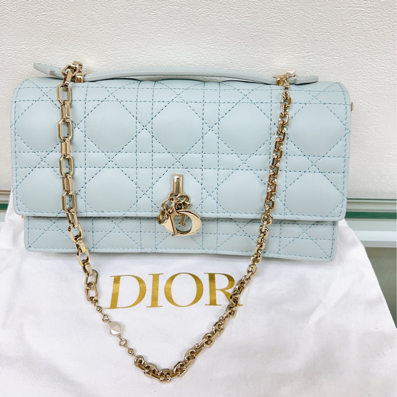 迪奧 My dior mini bag 天藍色珍珠鏈條包-0