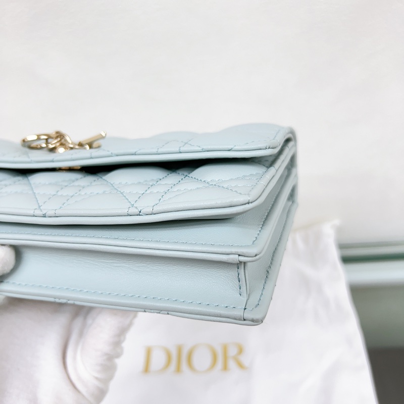 迪奧 My dior mini bag 天藍色珍珠鏈條包-7