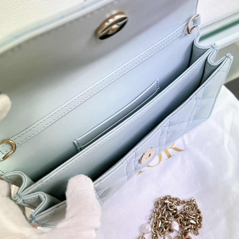 迪奧 My dior mini bag 天藍色珍珠鏈條包-11
