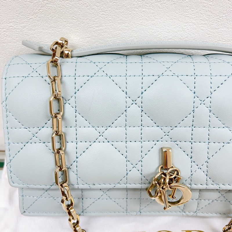 迪奧 My dior mini bag 天藍色珍珠鏈條包-15