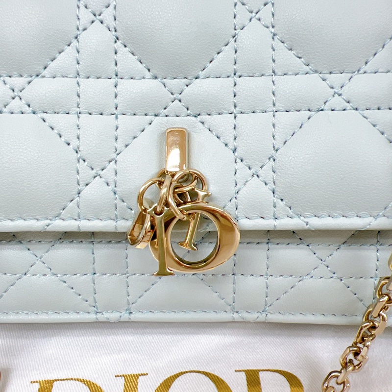 迪奧 My dior mini bag 天藍色珍珠鏈條包-16