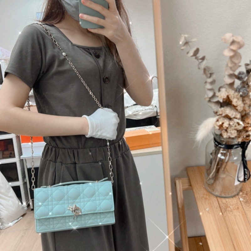 迪奧 My dior mini bag 天藍色珍珠鏈條包-18