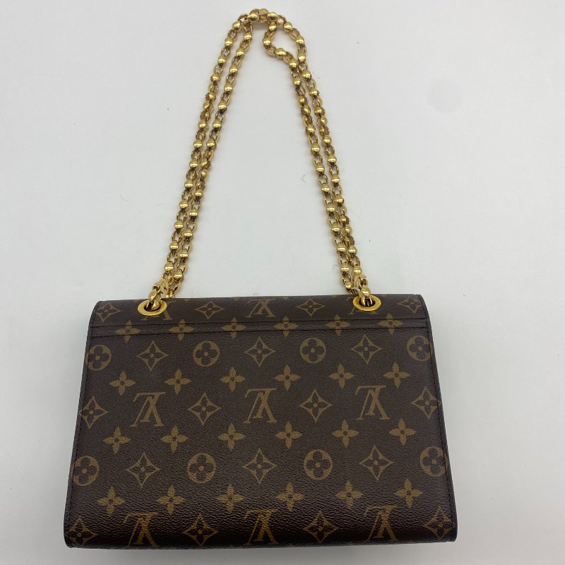 Louis Vuitton LV 字紋拼黑皮 VICTOIRE 維多利亞 斜背包/肩背包/二用包-2
