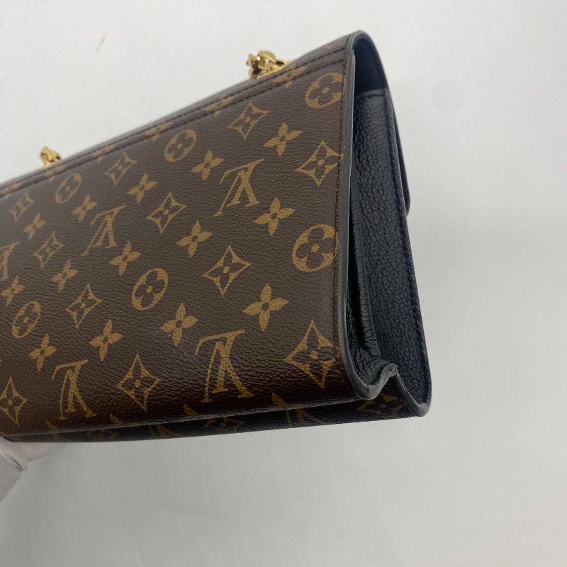 Louis Vuitton LV 字紋拼黑皮 VICTOIRE 維多利亞 斜背包/肩背包/二用包-6