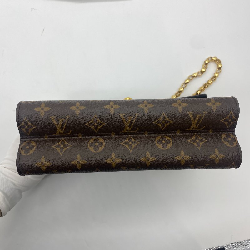 Louis Vuitton LV 字紋拼黑皮 VICTOIRE 維多利亞 斜背包/肩背包/二用包-7