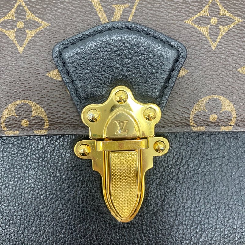Louis Vuitton LV 字紋拼黑皮 VICTOIRE 維多利亞 斜背包/肩背包/二用包-10