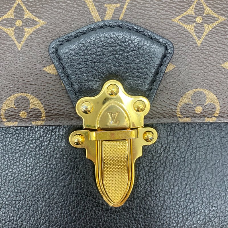 Louis Vuitton LV 字紋拼黑皮  VICTOIRE 維多利亞 斜背包/肩背包/二用包-10