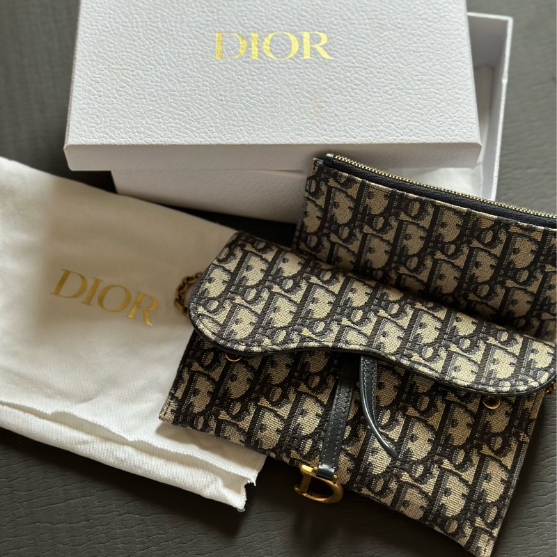 Dior Saddle Wallet On Chain老花-0