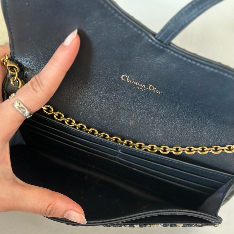 Dior Saddle Wallet On Chain老花-9
