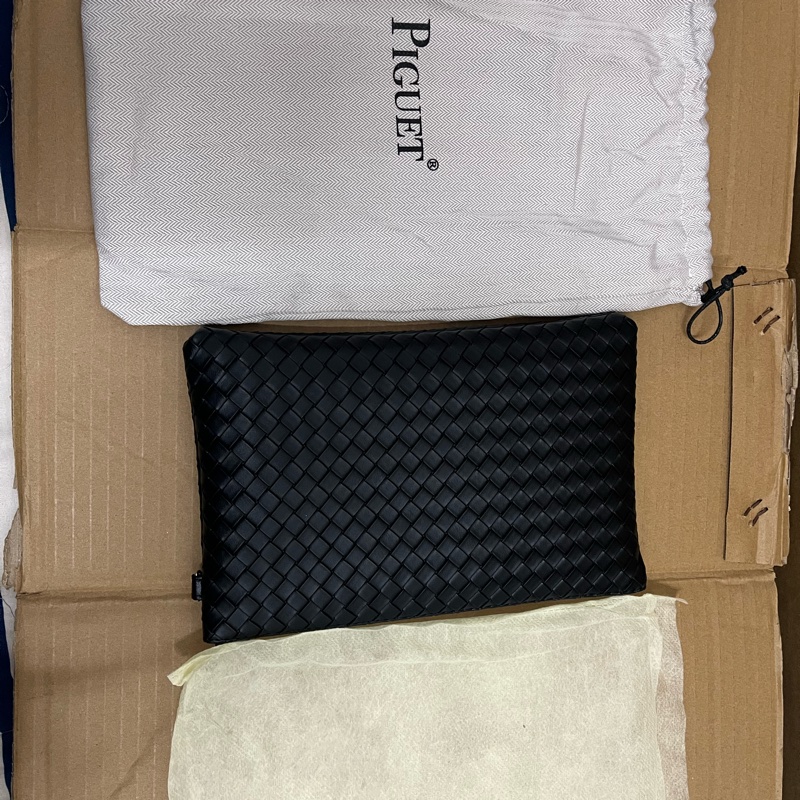 PIGUET法國伯爵編織皮革手拿包（附防塵袋束口袋）-3