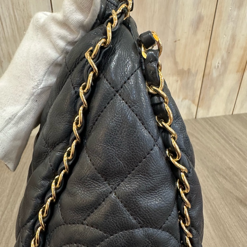 Chanel黑金牛皮皮穿鏈飾邊肩背口蓋包Chain Around-30