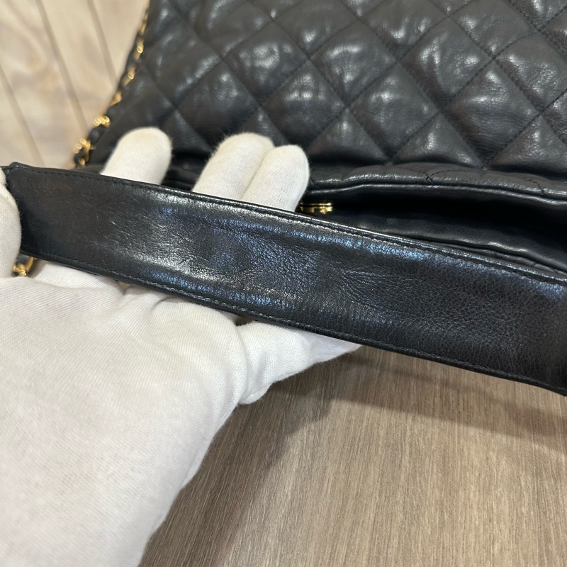 Chanel黑金牛皮皮穿鏈飾邊肩背口蓋包Chain Around-54