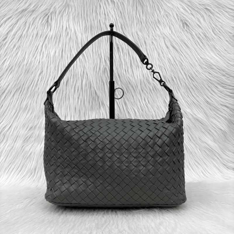 Bottega Veneta灰羊皮小編織肩背便當包 飯盒包 手提包-0