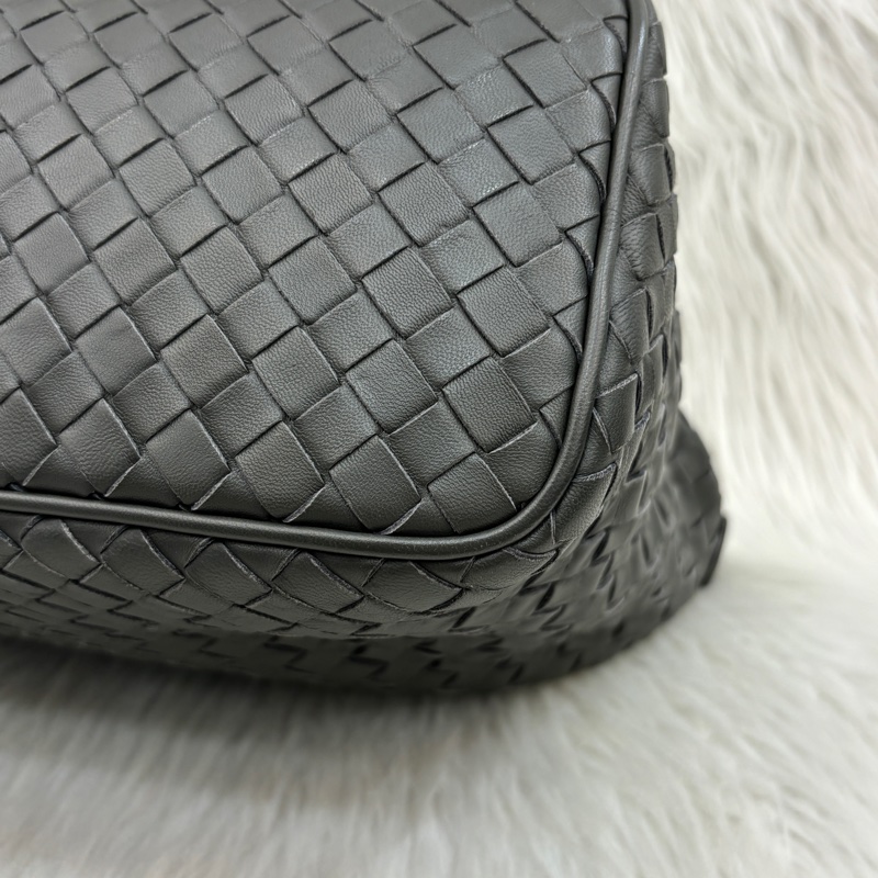 Bottega Veneta灰羊皮小編織肩背便當包 飯盒包 手提包-9