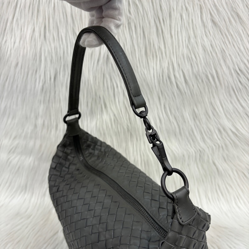 Bottega Veneta灰羊皮小編織肩背便當包 飯盒包 手提包-11