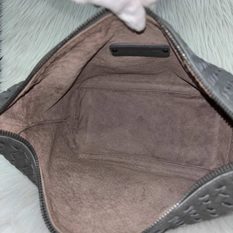 Bottega Veneta灰羊皮小編織肩背便當包 飯盒包 手提包-15