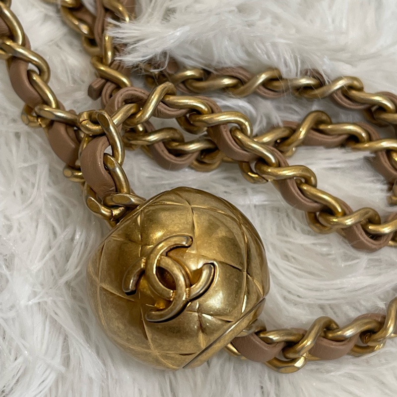 Chanel全新金鏈coco焦糖奶茶 可調節金球 方胖 17-4