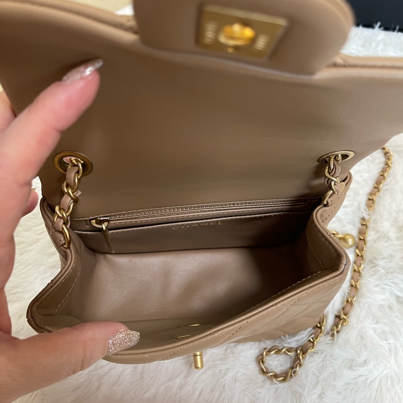 Chanel全新金鏈coco焦糖奶茶 可調節金球 方胖 17-5