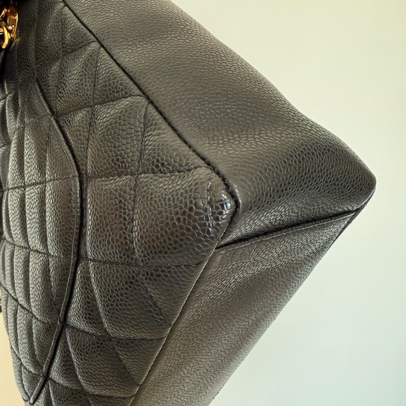 Chanel黑金荔枝牛皮PST肩揹包 托特包 購物包-10