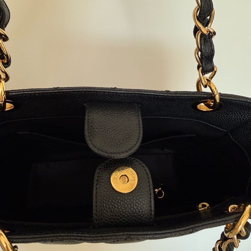 Chanel黑金荔枝牛皮PST肩揹包 托特包 購物包-14