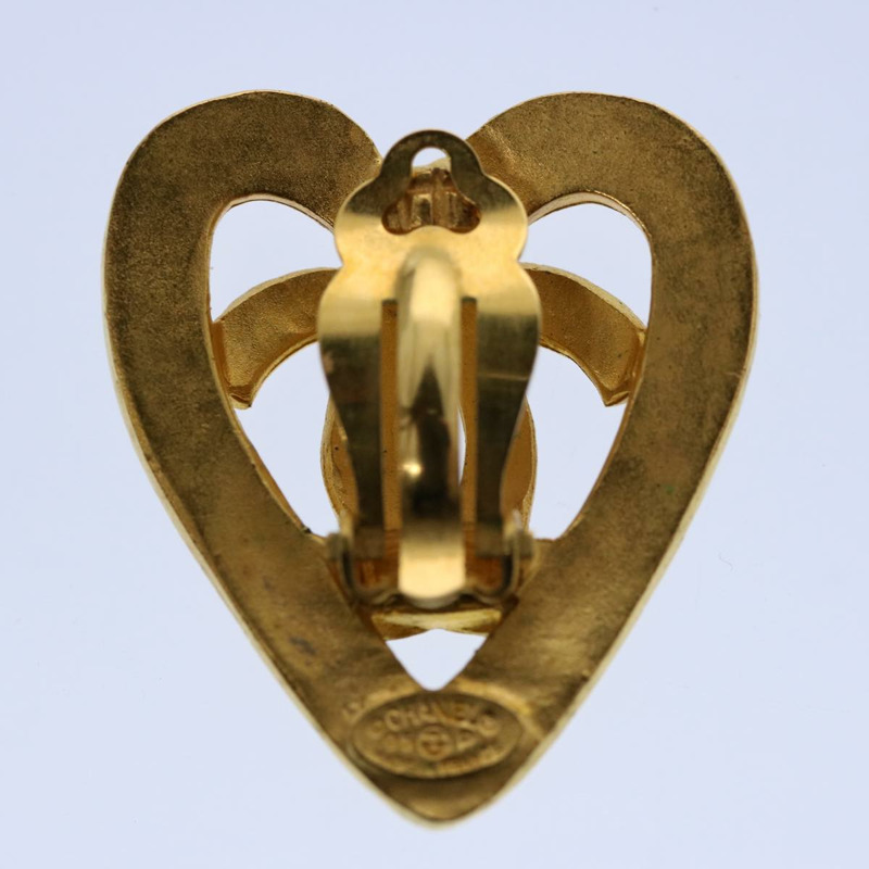 【日本直送】香奈兒心型耳環 金色 CC Auth 60077A-8