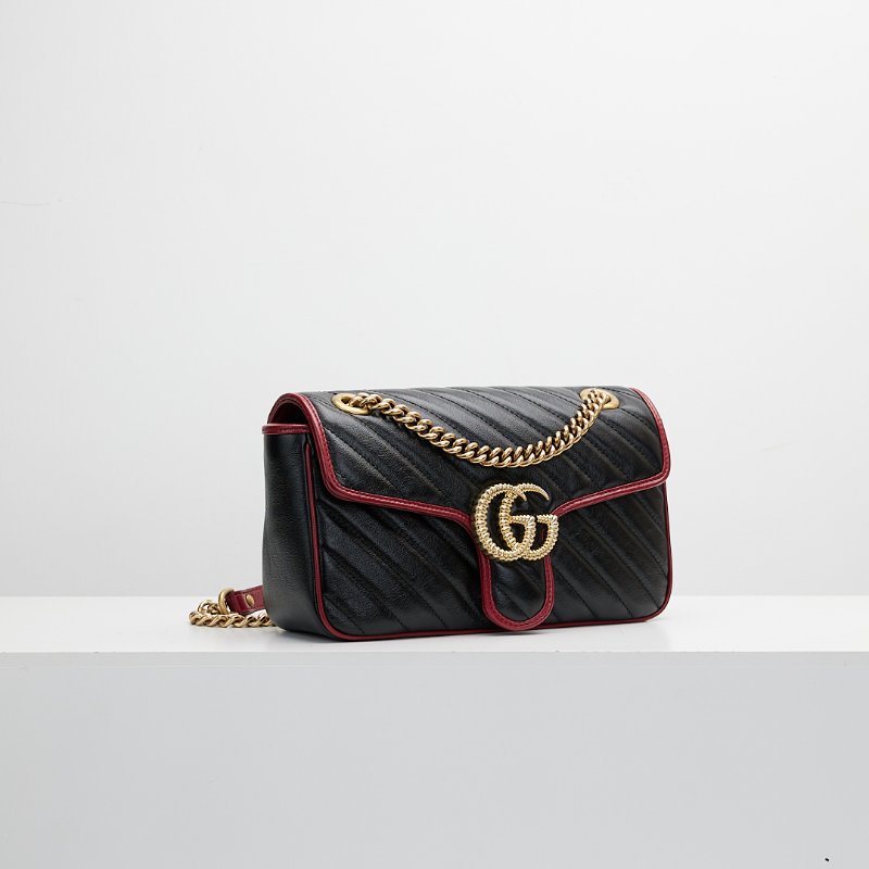 Gucci marmont 26黑紅拼色-2