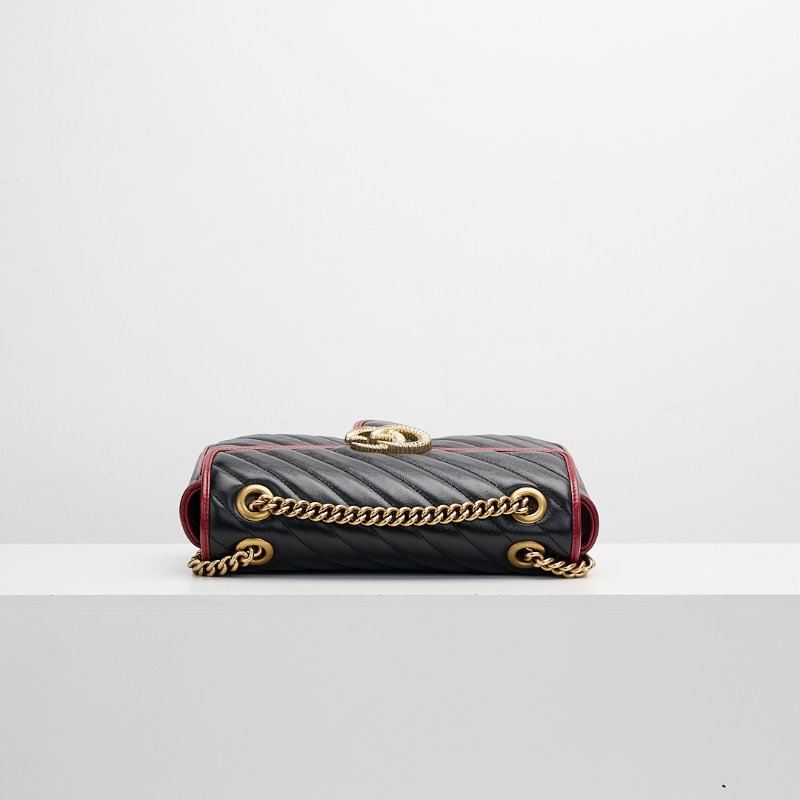 Gucci marmont 26黑紅拼色-13