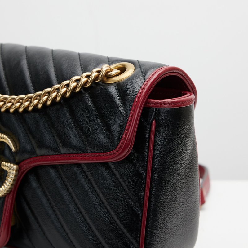 Gucci marmont 26黑紅拼色-15
